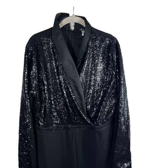 Venus Sparkly Black Sequin Jumpsuit - Picture 4 of 10